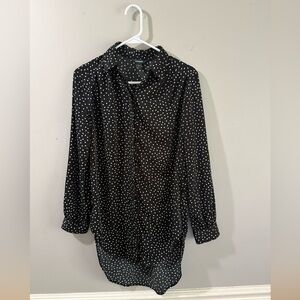 Express Black and White Polka Dot Button-Down Shirt